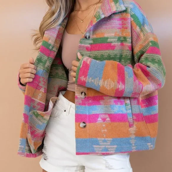 THE TOPSANNAH LADIES AZTEC PRINT JACKET - Picture 12 of 13